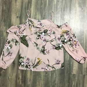 Strapped Floral Long Sleeve Top